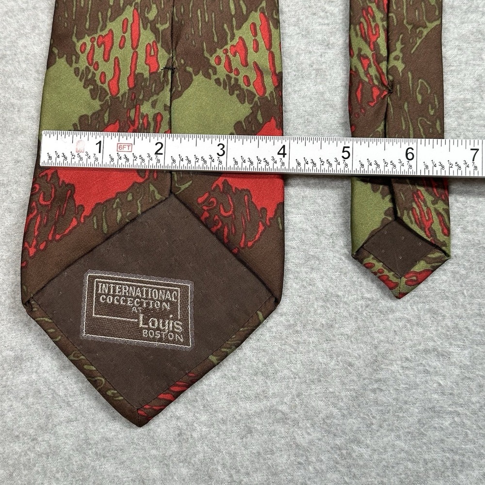 Vintage International Collection Louis Boston Tie Green Brown Silk Abstract 55x4 - Picture 4 of 6